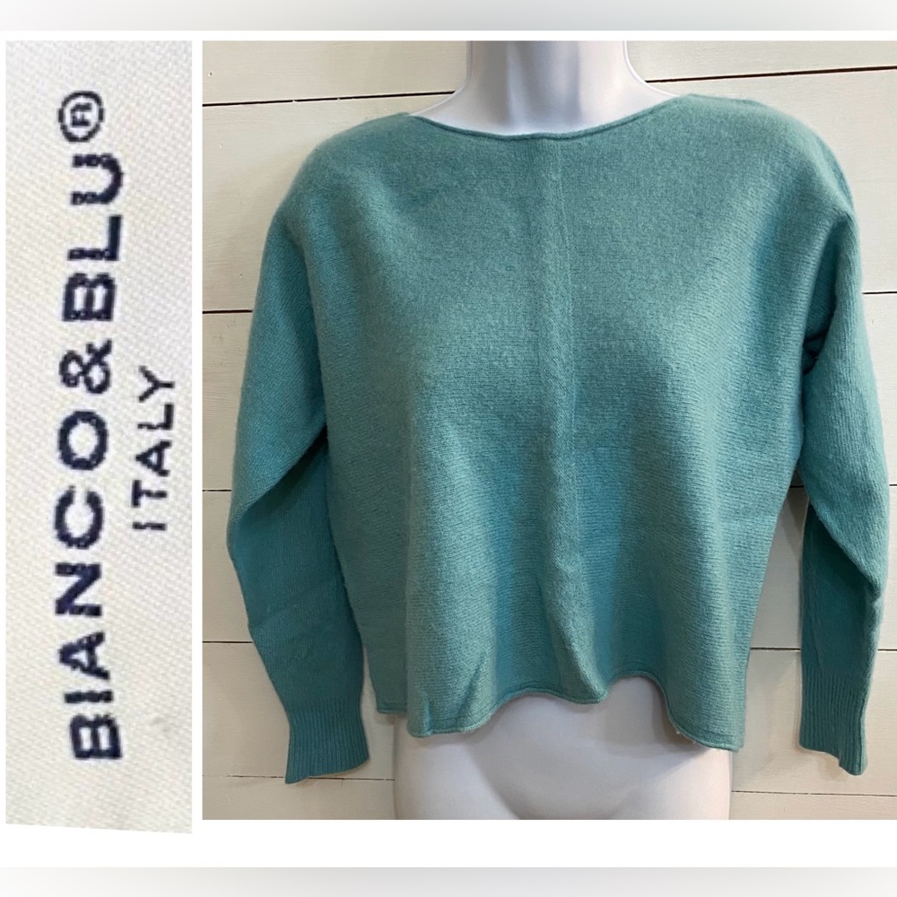 Bianco‎ & Blu Italy Women’s Size Medium Aqua Wool/Cashmere Blend Sweater
